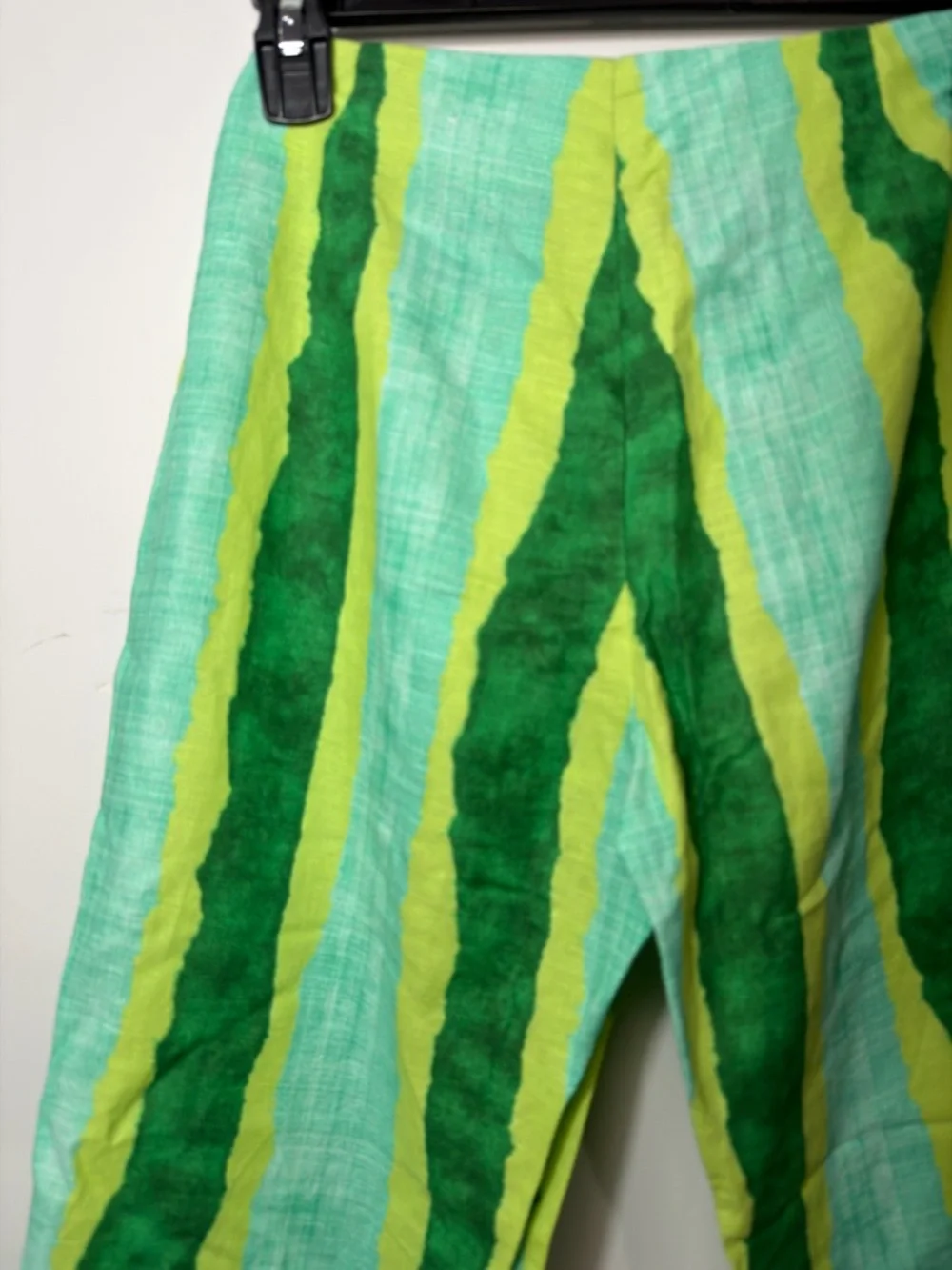 Zara Green & Lime Striped Wide-Leg Trousers